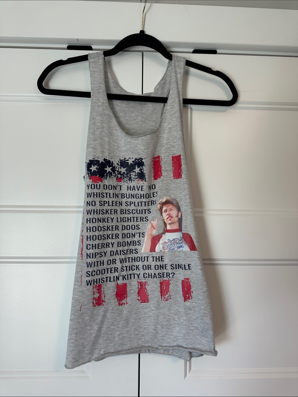 Graphic Grey Tank Top with Patriotic Print